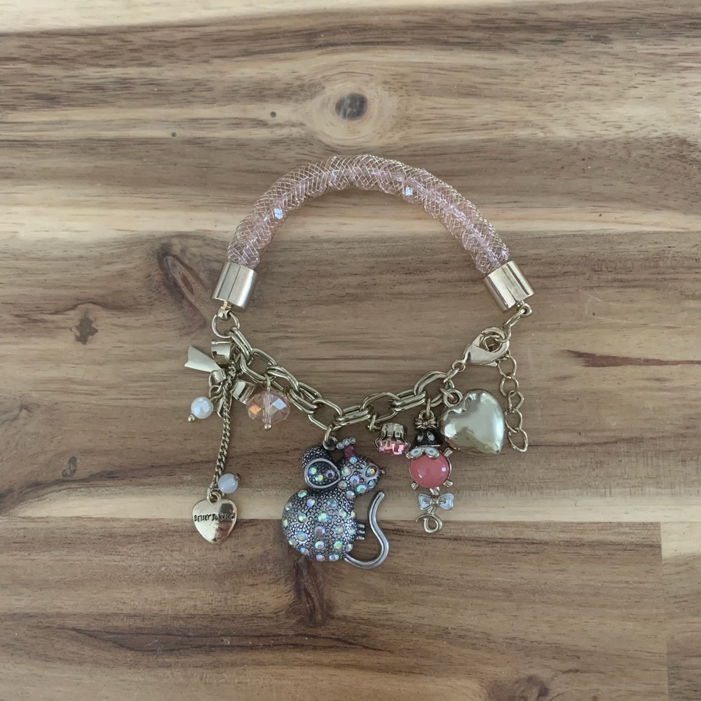 Betsey Johnson crowned mouse and little mouse bracelet vintage jewelry NWOT